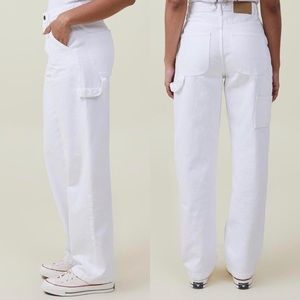 White Carpenter Wide Leg Jeans 100% Cotton Size US 3
